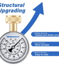 MEASUREMAN water pressure gauge with brass fitting and 2-1/2 inch dial showing 0-200 psi, front view