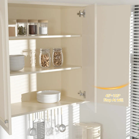 Two Pack Full Overlay Cabinet Hinges Frameless Self Closing Silent Soft Close Bracket Heavy Duty Smooth Action No Fuss Setup 35Mm Cup Diameter For Kitchen Cabinet Remodel in use on a beige cabinet.