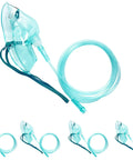 Adult Europe Standard Oxygen Mask With 6.6 Ft Tubing, Adjustable Elastic Strap, PVC Comfort Fit, Pack Of 4 Masks And Tubing
