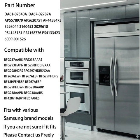 Modern kitchen showing refrigerator models compatible with Fridge Door Handle Support Kit For Freezer Door Replacement Fits Popular Refrigerator
