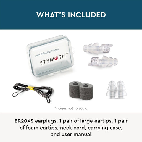 High-Fidelity Earplugs Set With Up To 20 dB Hearing Protection, Reusable, Includes Large Clear Ear Tips, Foam Tips, Neck Cord, Case