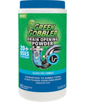Green Gobbler Drain Opening Powder, bleach-free, breaks up grease, 20 plus treatments, kitchen and bath, septic safe, easy one scoop remedy