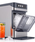 Countertop Nugget Ice Maker Delivering Dang Good Soft Chewable Ice That Chills Your Drinks Fast, no sweat setup, with drink.