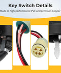 Close-up of Reliable Ignition Key Switch Replacement For Honda Foreman ATV Models 450 500 520 Rancher plug and key details