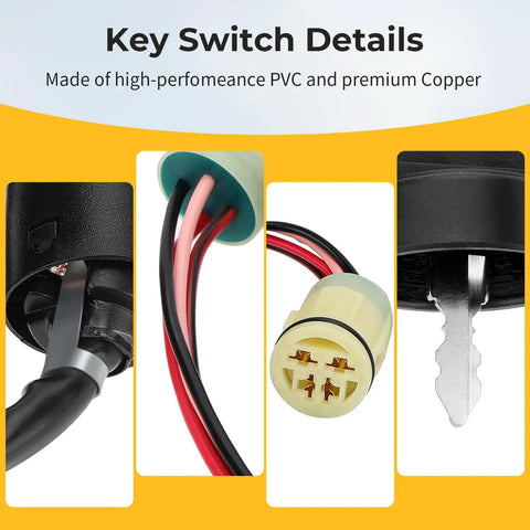 Close-up of Reliable Ignition Key Switch Replacement For Honda Foreman ATV Models 450 500 520 Rancher plug and key details