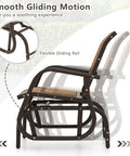 Comfy Outdoor Swing Glider Chair With Iron Frame And Cushioned Fabric Non Slip Feet Patio Rocker For Porch Garden View