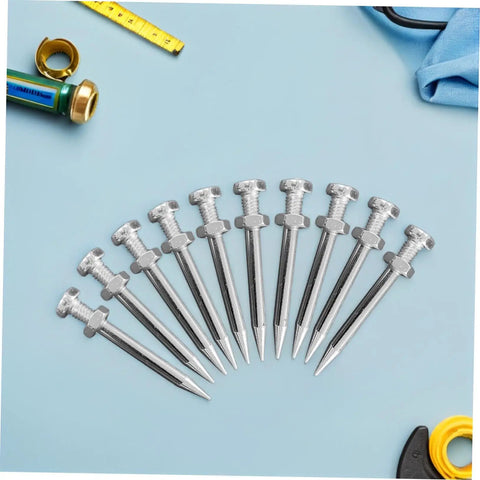 Lawn Aerator Shoes Spikes Kit With Durable Metal Nails For Lawn Aeration, 10 detachable metal spikes on blue background