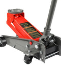 3 Ton Floor Jack With Fast Lift And Wheels, Heavy Duty Hydraulic Jack With Single Piston Pump, Red Steel Design For Garages