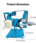 Heavy Duty Belt Sander With 750-1100W Brushless Motor For Woodworking And Metal Polishing Adjustable Speed Up To 6500 RPM dimensions image showcasing size measurements in inches and millimeters.