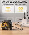 Heavy Duty 2 In 1 Laser Tape Measure 197 Ft Digital Distance Meter with USB charging for 5000 measurements.