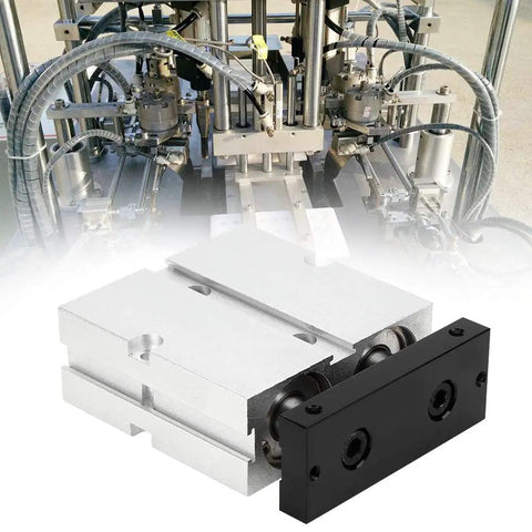 Dual Shaft Pneumatic Air Cylinder 25mm Bore 1in Double Acting With 200mm Stroke shown in industrial setting