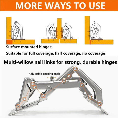 2 Pack 170 Degree Hidden Cabinet Hinges With Hydraulic Adjustable Surface Mount Concealed For Frameless Doors illustration