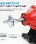 1/2 Inch Fixed Bore Shaft Arbor Extension For Bench Grinders Cuts The Jiggle For Good Steel Buffer Conversion Adapter For Grinding Wheels Delivers A Clean Spin Without Any Shake close-up of threaded connection on bench grinder motor