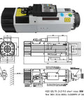 Image of 9KW ISO30 CNC Spindle Kit With Automatic Tool Changer Air Cooled Spindle Motor VFD Inverter 220V And 380V with technical schematics.