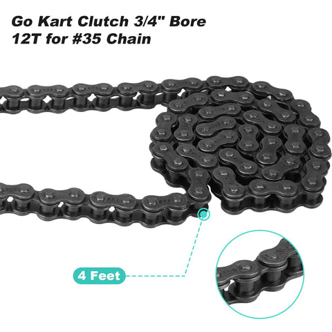 Three Quarter Inch Bore 12 Tooth Centrifugal Clutch With 4 Ft #35 Chain for Predator 212 Go Kart Engines close-up