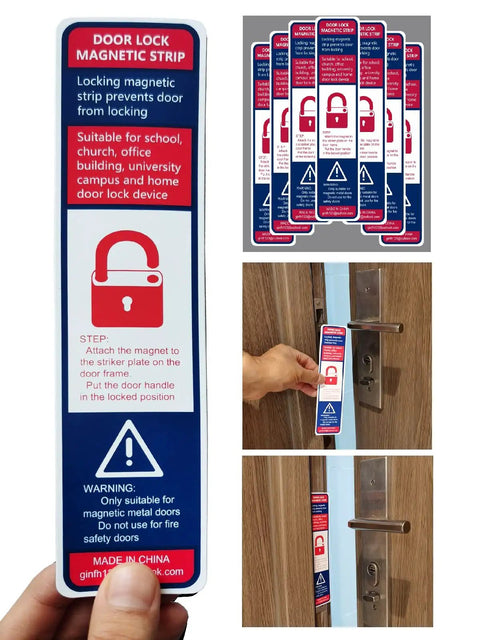 Magnetic Door Lockdown Strips For Quick Emergency Security Latch Easy Lockdown Pin Hole Cover For School And Office Soft PVC Safe Material 8 Inch Tall And 1.77 Inch Wide White Pack Of 6