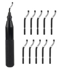 Hand Deburring Tool Kit Set With 10 Blades, Portable DIY Friendly Deburring Tool For Wood, Plastic, Aluminum, Copper And Steel, 360 Degree Rotating Blade Handle, Manual Deburring Tool For Cross Holes, Deep Holes, Straight And Curved Edges
