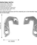 Derailleur Hanger 65 Replacement for Mountain and Road Bikes With Smooth Precise Shifting shown with measurements and compatibility list