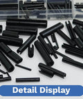 SAE Roll Pin Assortment Set, 248 Piece Set, ten sizes, slotted spring pins, split pins, expanding pins in durable steel, detail view