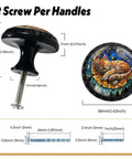 Dimensions of Set Of 4 Stained Glass Sleeping Cat And Moon Cabinet Knobs Round Acrylic Drawer Pulls shown with screws