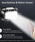 Two Pack Rechargeable LED Headlamps with 2000 Lumens, dual buttons, motion sensor in use, bright beam illuminating hand.