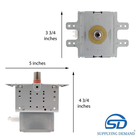Microwave Magnetron Replacement For WB27X11079 And WB27T10545 Model Specific, 4 kV peak, H-config, Comes with stud kit, Side view.