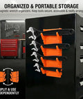 Four Piece Adjustable Wrench Set With 6, 8, 10, 12 Inch Wide Jaw Spanners Black Oxide CRV Steel Includes Magnetic Organizer Racks
