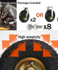 Heavy Duty Swivel Caster Wheels With Natural Rubber Pneumatic Tires For 6 8 And 10 Inch Sizes showing strong tire and included hardware.