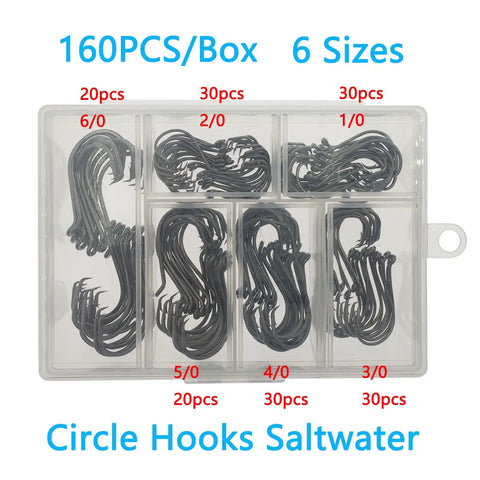 Saltwater Circle Hooks Set 160 Pieces Durable Tackle ✓