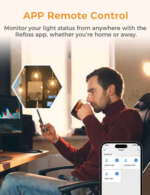 Man using phone with app for Single Pole Smart Switch With Neutral Wire Required Works With Apple HomeKit Alexa Google Assistant