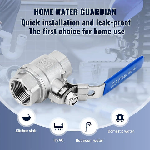 Two Pack Three Fourth Inch NPT Female Stainless Steel 304 Full Port Ball Valves Locking Handle Heavy Duty Shut Off