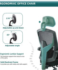 Adjustable headrest and lumbar support on Home Office Desk Chair With Footrest, High Back Mesh Chair, Rolling Swivel Ergonomic Chair With Wheels