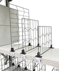 Twenty Pack Heavy Duty Wire Shelf Dividers With Double Buckle Clips For Store Fixtures And Library Shelving Includes Erasable Price Labels, 40x30CM gray iron dividers on display.