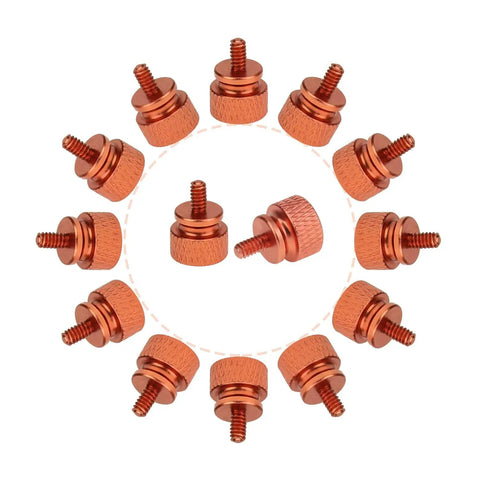 Orange Anodized Aluminum Thumb Screws 10 Pack 6 32 Thread Computer Case Fasteners For Case Panels Power Supply And Hard Drives
