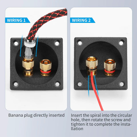 2.2 Inch Square Screw Type Speaker Terminal Cup For 2 Way Systems With Gold Plated Binding Posts Bare Wire And Banana Plug Compatibility