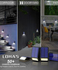 4 Pack Solar Fence Post Lights Black Modern Outdoor Wall Mount LEDs 8 LEDs 5W Equivalent 6000K Daylight White IP65