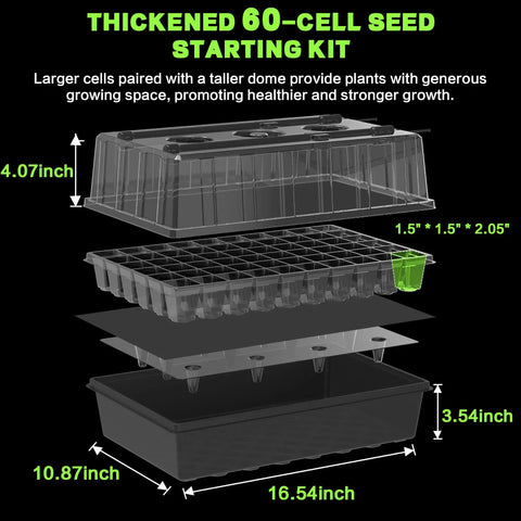 60-Cell Self Watering Seed Starter Tray With Grow Light And Humidity Dome Upgraded 1-24H Timer Indoor Gardening System Starter Kit For Seeds Germination And Healthy Seedlings