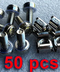 50 pcs of M6 screws and nuts laid out on a gray background, suitable for various assembly tasks.