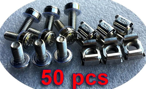 50 pcs of M6 screws and nuts laid out on a gray background, suitable for various assembly tasks.