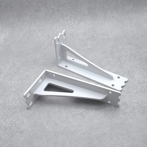 Rock Solid Heavy Duty Floating Shelf Brackets Set Two Pieces Industrial Wall Mounted L Braces Built Tough Thickened Steel Zero Flex L Support For DIY Open Shelving Kitchen Bathroom Living Room White with mounting holes