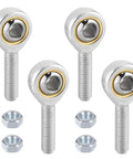 4 Pack 6mm Rod End Bearing With M6x1 Right Hand Thread Metric Outer Thread Joint Self Lubricating Heavy Duty Rod End 14 Degree Misalignment 7.65KN Static Load 7.2KN Dynamic Load, silver rod end bearings with nuts