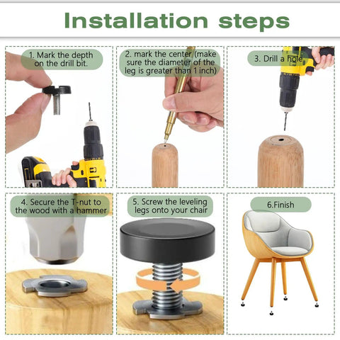 12 Pack M6 Threaded Furniture Leveling Feet Adjustable Screw In Levelers For Tables And Chairs Built Tough For Outdoor Use Heavy Duty Metal Body With Durable Plastic Caps For Stable Level Furniture