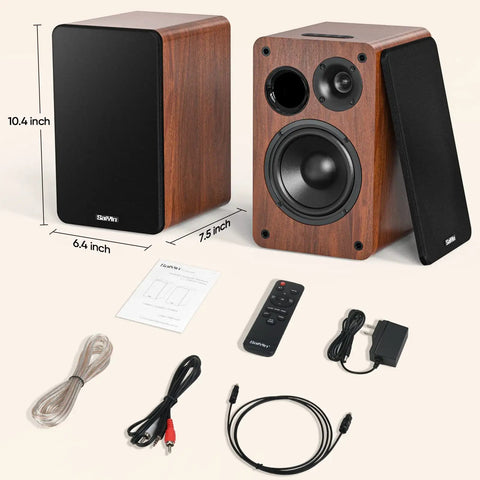 Bluetooth Bookshelf Speakers For Turntable Setup Powered Studio Monitor With Five Point Two Inch Woofer Silk Dome Horn Tweeter