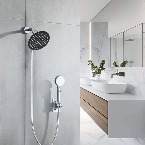 Dual Shower Head With Handheld Combo, 8 Inch Rain Shower Head Plus Handheld With On Off Switch, 72 Inch Extra Long Hose, Chrome