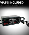 Image showing the AC To DC Power Converter PC6 70W Continuous 140W Peak 12V DC Accessory Port with cables.