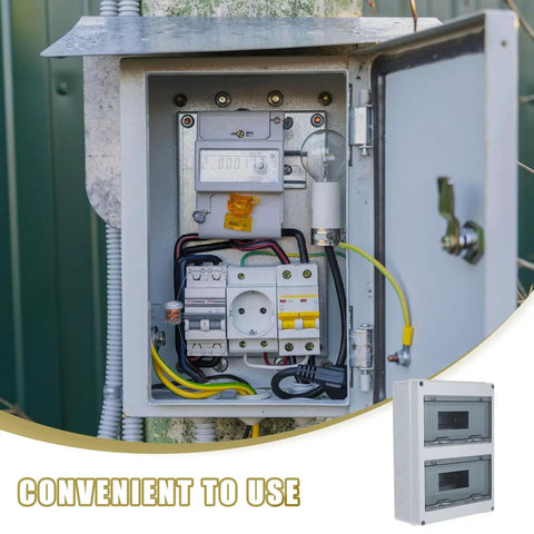 Weatherproof Outdoor Electrical Box With 24 Circuit Distribution Panel Wall Mount Dustproof Junction Enclosure open view