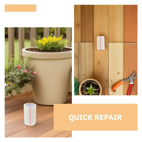 Enjoy Zero Sweat Fixes And Keep Your Greenhouse Sealed Tight Through Any Change With Heavy Duty BOPP Waterproof Patch Tape For Plastic Sheeting Repair Needs on wooden patio with flower pot.