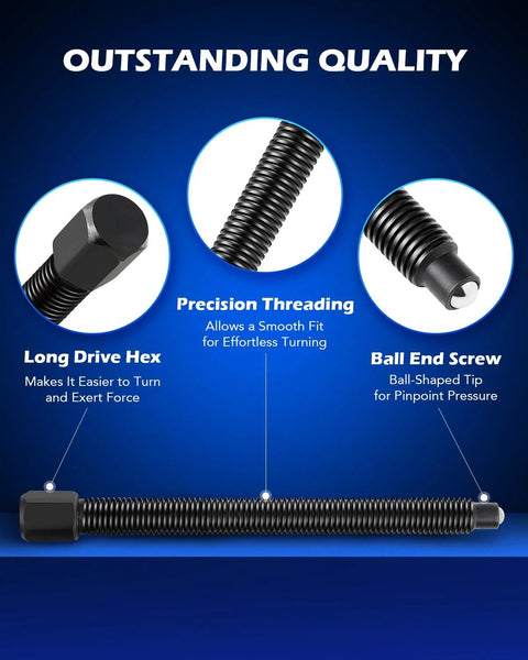 Close-up of precision threading and ball end screw from 5 Ton Bearing Puller Set With Bearing Separator And Pinion Wheel Removal Kit.