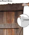 Barn Door Rod Pocket Blackout Curtains For Living Room showing 3-inch rod pocket detail, rustic farmhouse vibe with wooden board motif