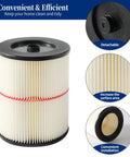 Close-up of Two Pack Red Stripe Cartridge Filter For Craftsman 17816 9-17816 Wet Dry Vac Fits 5 Gallon And Larger Vacs Easy Install